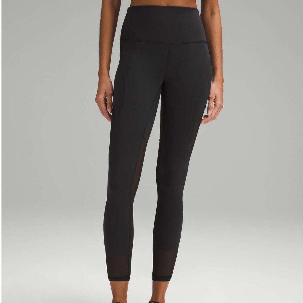 Lululemon NWT Wunder Train Mesh Panel High-Rise Tight 25" Black Size 2 Leggings